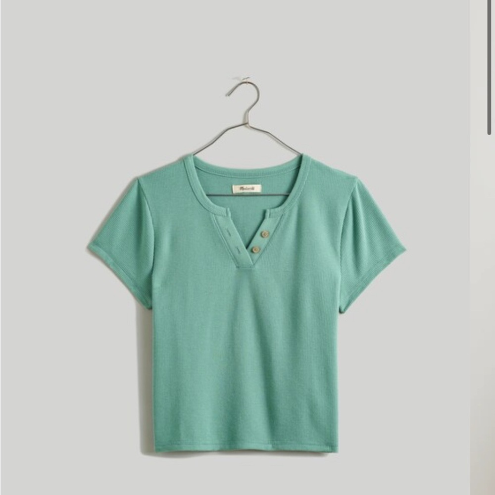 Madewell Women’s Split Neck Henley Waffle Tee Size Small